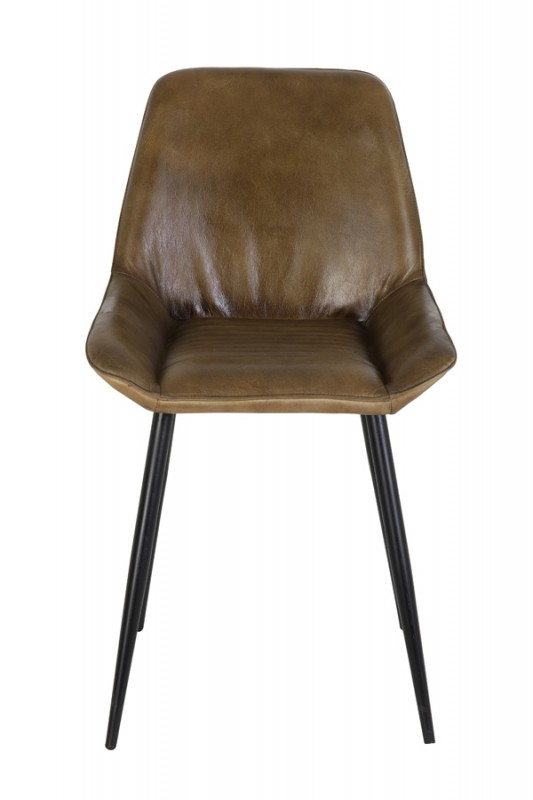 DINING CHAIR ANTIQUE BROWN LEATHER - CHAIRS, STOOLS